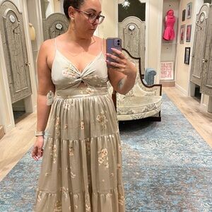 Altar'd State Floral Maxi Dress in Beige